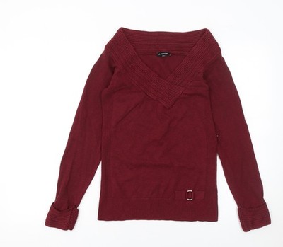 Le Chateau Damen Pullover Pulli rot V-Ausschnitt Langarm Größe M