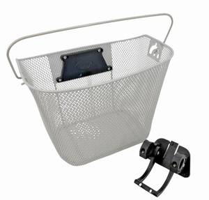 Bell Handlebar Quick Release Removable Bike Basket with Handle White Metal Mesh