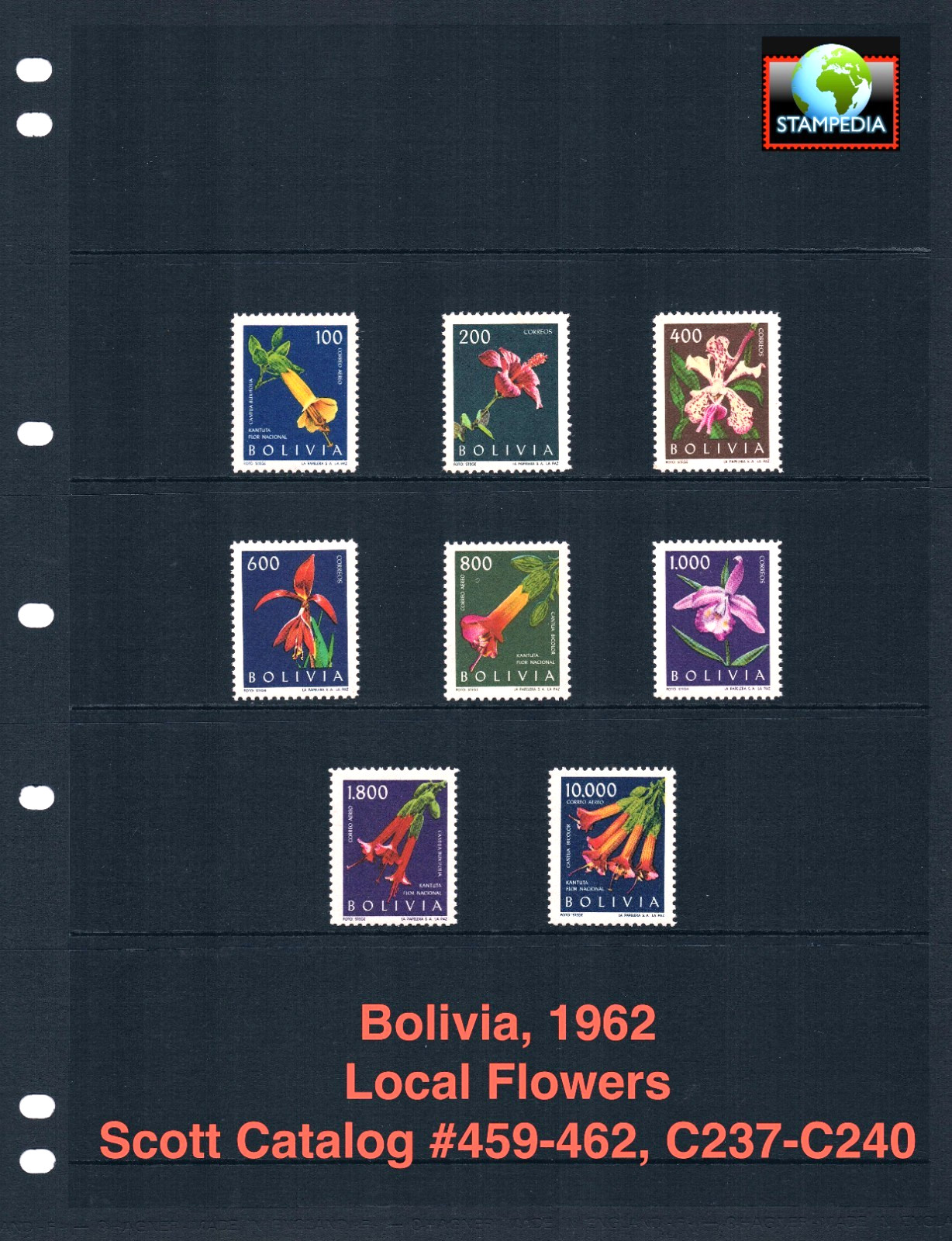 $23.35 Scott Value - 1962 BOLIVIA Flowers Wildlife South America CV MNH NH UMM
