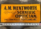 A. M. Wentworth Scientific Optician Vintage Eye Doctor Sign : Congress street — photo 1