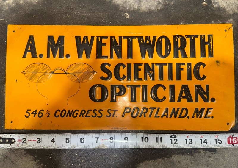 A. M. Wentworth Scientific Optician Vintage Eye Doctor Sign : Congress street