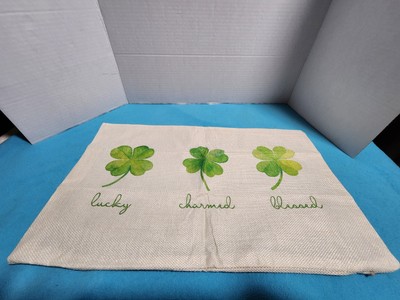4 Leaf Clover Lucky, Blessed & Charmed Pillow Covering