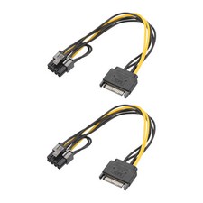 2pcs 15 Pin to 8-Pin 6 2 Male Graphics Card Cable PCI-Express Power Cable 220mm