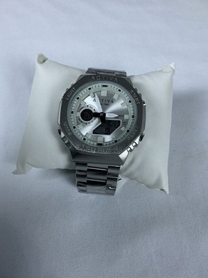 Activa Stainless Steel Wristwatch Quartz Analog & Digital Silver Dial w/ Box