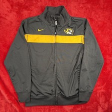 Nike Boys M (12/14) Missouri Tigers Full Zip Activewear Track Jacket Black Gold