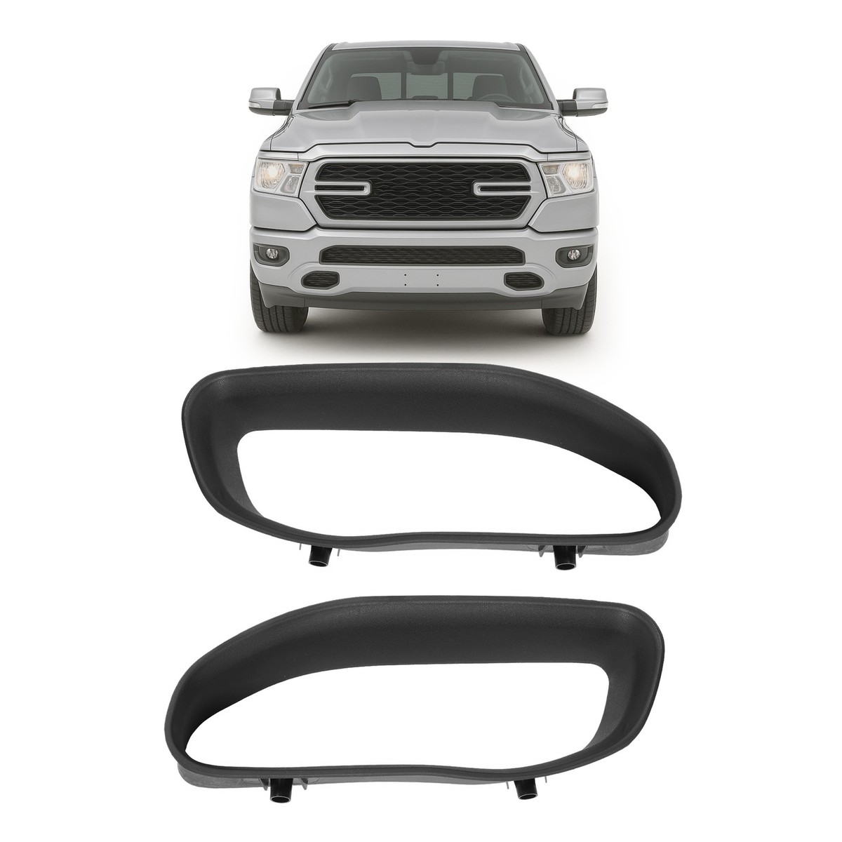 2pcs Tow Hook Bezel KIT For Ram 1500 DT 2019-2024 RIGHT & LEFT