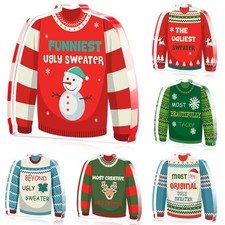 6 PCS Ugly Acrylic Christmas Sweater Trophy 4.7x4.7 Inch Contest Game Prize