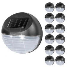 12x Solar Power Fence Light Wall Garden Outdoor Cold White LED Weather Resistant