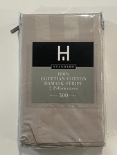 100 Egyptian Cotton Gray Striped Standard Pillowcases - Set of 2 - Damask