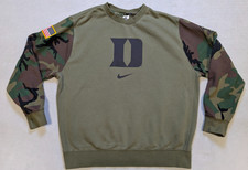 Duke Blue Devils Sweatshirt Mens XL Green Nike Camo Military USA Pullover Fleece