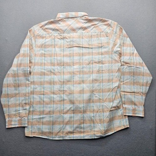 Coast Men's Size XXL Orange White Blue Plaid Long Sleeve Button Down Shirt - Picture 10 of 11