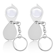 2Pcs Pocket Magnifying Glass, 30X Small Mini Silver