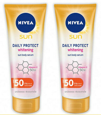 2 x Nivea Sun 70ml Daily Protect Bright Körperserum VitaminC Sonnencreme LSF50