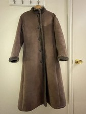 Sawyer Of Napa Vintage Suede Shearling Sheepskin Wool Coat Made in USA Women's 6