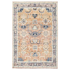 4'8"x7' Light Brown Heris All Over Design Hand Knotted Wool Oriental Rug 2799