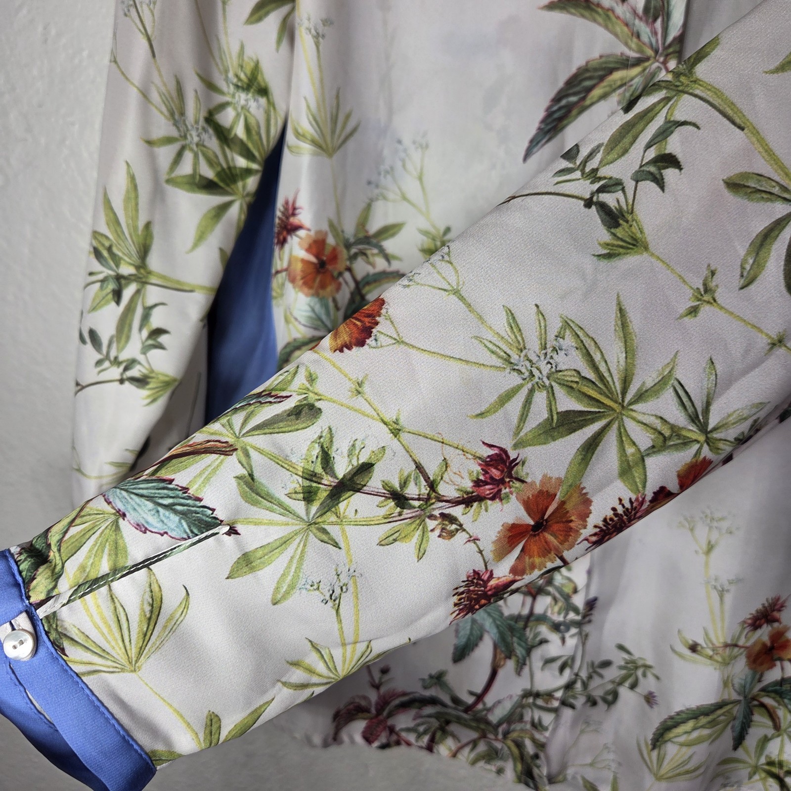 ZARA Basic White Floral Button Front Blouse Top S… - image 9