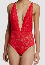 HAH Women's Red Comin In Haht Reversible Lace Bodysuit Size XS