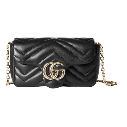 GUCCI GG Marmont Mini $1550 Black Leather Shoulder Bag New&Authentic