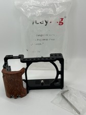 NICEYRIG A6400 Camera Cage with Wooden Handgrip Cold Shoe for Sony A6300 A6000