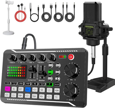 F998 Podcast Equipment Bundle, Audio Interface & BM888 Recording Studio