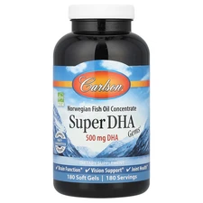 Carlson Labs Super-DHA Gems 500 mg 180 Soft Gels Gluten-Free