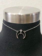 Crescent Moon Choker Necklace, Celestial Fashion Jewelry