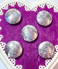 LOVELY Designer Five Sterling Silver Horse/Equestrian Themed Domed Button Covers