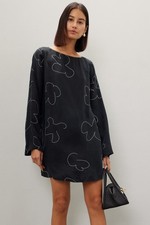 Madewell Black Shift Mini Dress in Floral Size S Preloved RTR