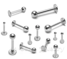 20G 18G 16G 14G Ball Top Surgical Steel Labret Stud Ear Helix Cartilage Tragus 