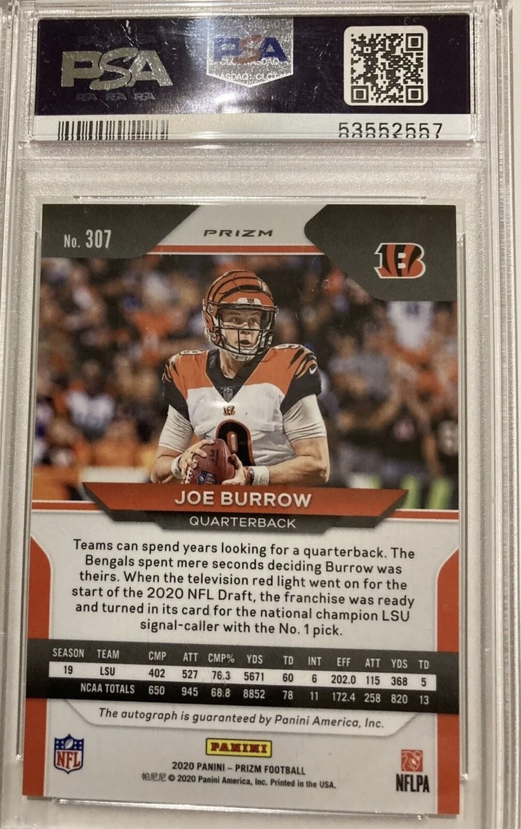 2020 Panini Prizm Joe Burrow Silver Auto PSA 9 Mint Rookie 2020 Panini Prizm Joe Burrow Silver Auto PSA 9 Mint Rookie