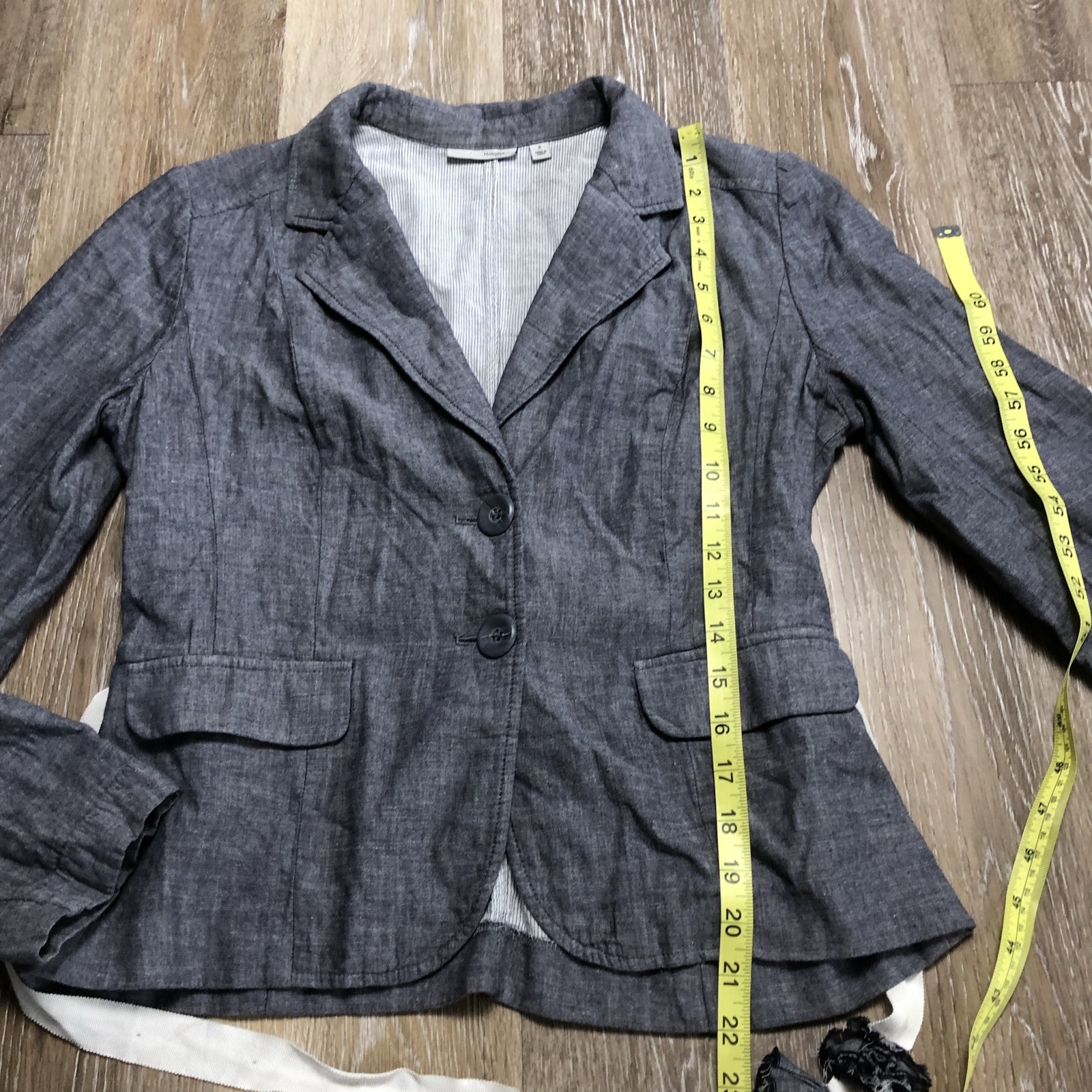 HALOGEN Button Front Blue Blazer Jacket w/ Belt W… - image 8