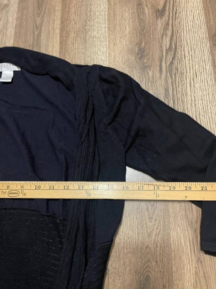 Suéter Kenar, Para Mujer Talla Grande, Negro, Cárdigan Abierto, Manga Larga Foto 3 de 4