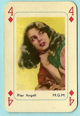 1950s Maple Leaf Dutch Film Star Playing Card - 4 of Diamonds - Pier Angeli