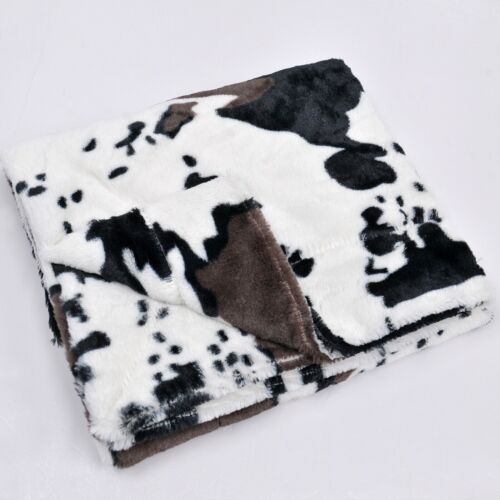 Cow Print Faux Fur Throw Blanket Double-Sided - Warm Fluffy Blanket Farmhouse - Picture 34 of 78