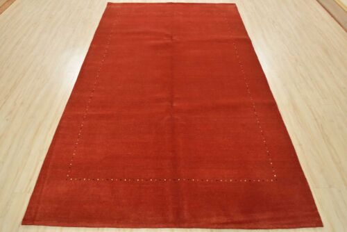 Gabbeh Lori 6’2” x 9’8” Red Wool Contemporary Hand-Knotted Oriental Rug - Picture 1 of 12