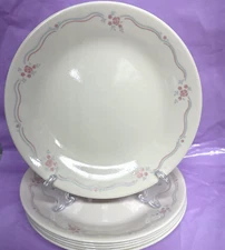 Set Of 6 Corelle English Breakfast Bread/Dessert Plates Sandstone Pink 6 3/4"