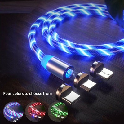 2A LED Flowing Light Up Magnetisches Schnellladekabel für iPhone Typ-C Micro USB