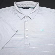 TRAVIS MATHEW PERFORMANCE GOLF POLO SHIRT -XL- GRAY GREEN WHITE POLY COTTON