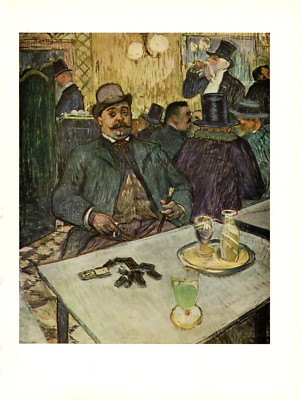 1956 Vintage TOULOUSE ''M. BOILEAU IN A CAFE'' ABSINTHE COLOR offset Lithograph