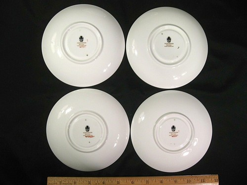 Wedgwood Gloucester (Rim) Peony Shape Footed Cups & Saucers Set of 8 (16 Pieces) - Picture 4 of 12
