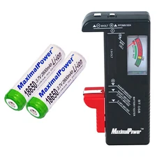 Maximalpower Battery Tester for AA AAA C D 9V with Rechargeable Battery Set