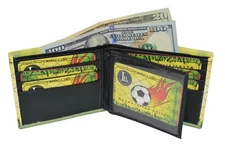 Leatherboss Genuine Leather Men Bifold Soccer with printed gift box