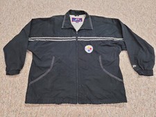 Pittsburgh Steelers Jacket Mens XL Black Pro Player Full Zip NFL Football Sports