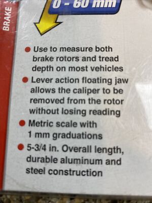 Chevy Rotor Depth Gauge Chart.pdf Tread Depth Gauge Performance Tool® Brake Rotor Thickness & - TP ...