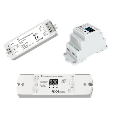 DL DIN-Rail DL-L DMX512 to 4CH 0/1-10V DMX Decoder Numeric Display for LED Strip