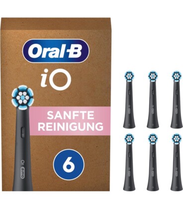 Oral-B iO Sanfte Reinigung Aufsteckbürsten für elektrische Zahnbürste, 6 Stück