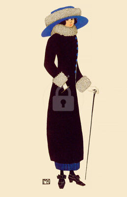 Wiener Werkstatte Postcard 349 Mela Koehler, Fashion 1911 COPY