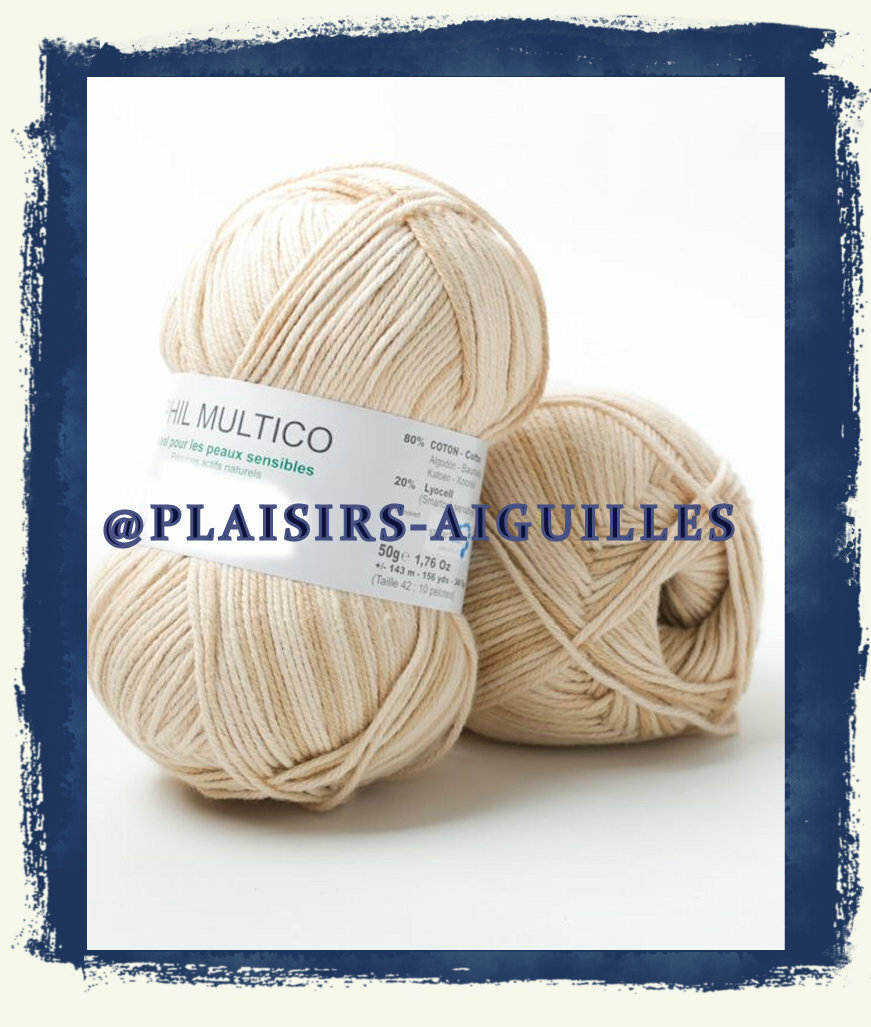 Coton Phil Multico Sable Phildar : 10 pelotes de fil à tricoter multicolore