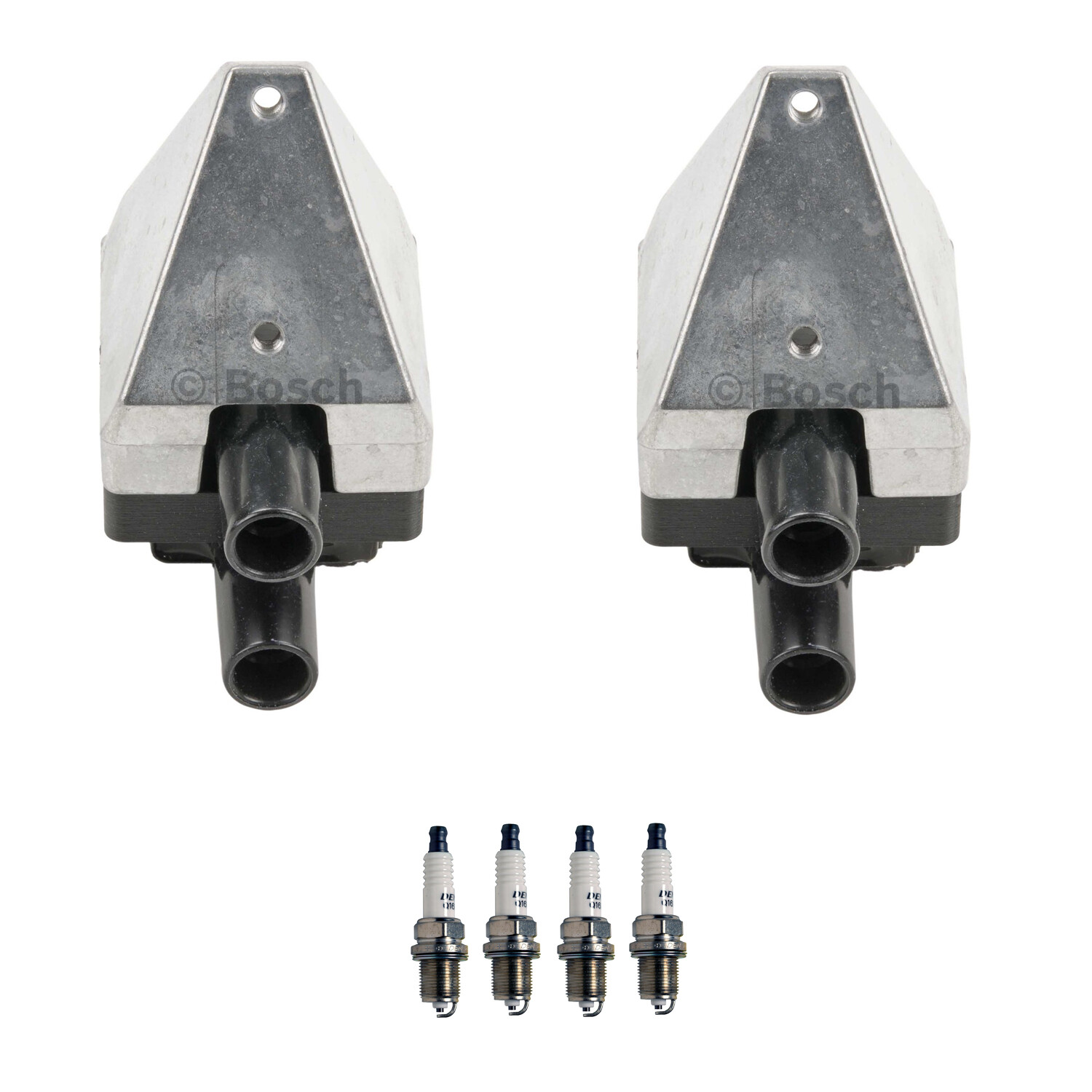 Bosch 2 Ignition Coil Denso 4 U-Groove Spark Plug Kit For W202 C220 2.2 L4