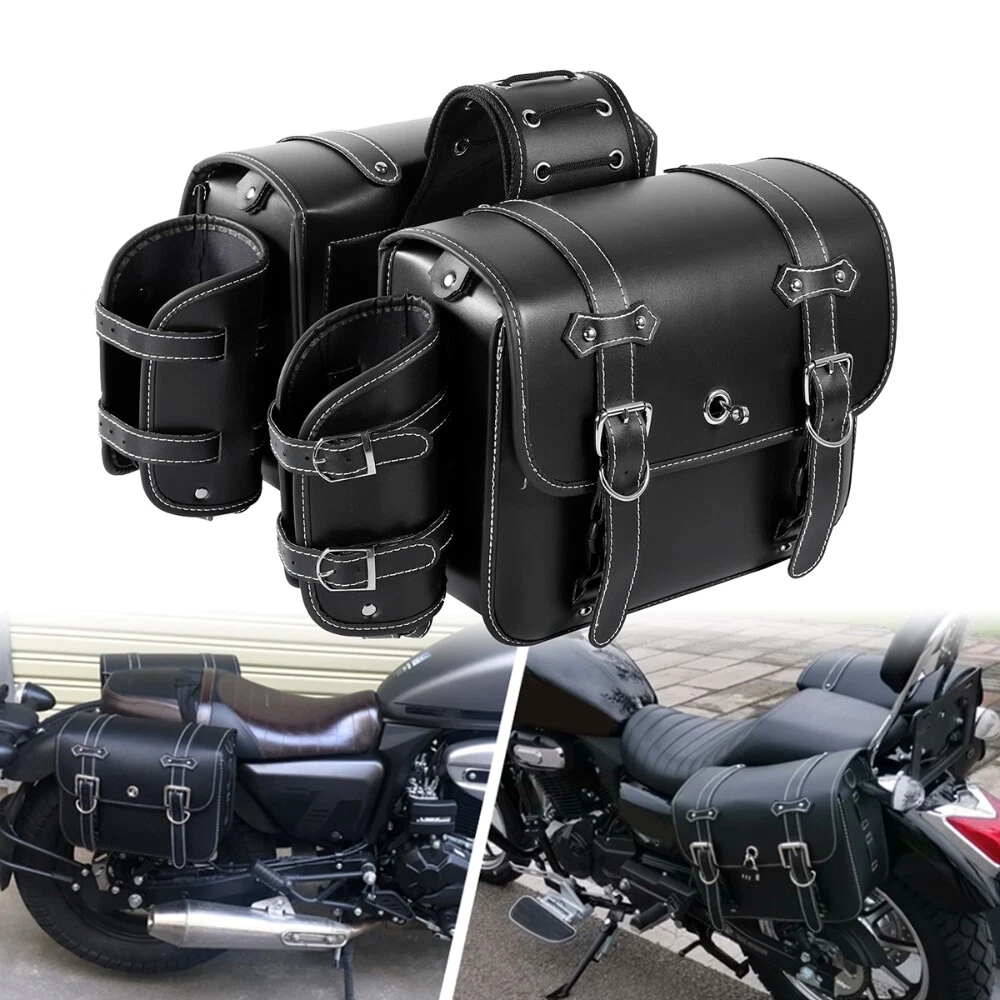Motorcycle Side Saddle Bags Black For Harley Touring Road King Electra Glide